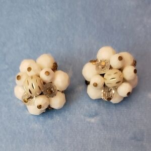 Chunky And Elegant White Cluster Earrings